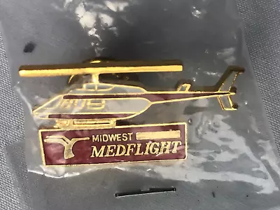 Midwest MedFlight Helicopter Pin Back Red White Enamel 20/20 Yellow Gold Plate • $7.99