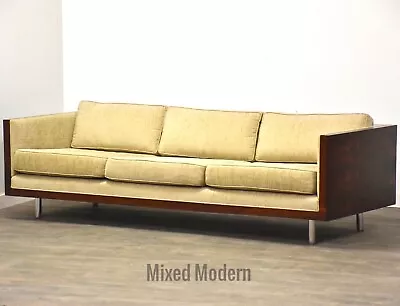 Milo Baughman Style Rosewood And Chrome Mid Century Modern Sofa • $5800