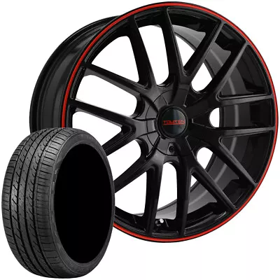 4-Touren TR60 17x7.5 5x100/5x4.5  Black/Red Rims W/215/55R17 Arroyo A/S Tires • $960.99