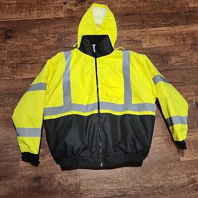 Blabk Canyon Hi-Vis Class 3-Safety Jacket Neon XXL Reflective Coat Bomber • $29