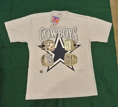 Vintage 1995 TR Tee Shirt XL Cowboys Decade Of Dominance Rings NWT • $40