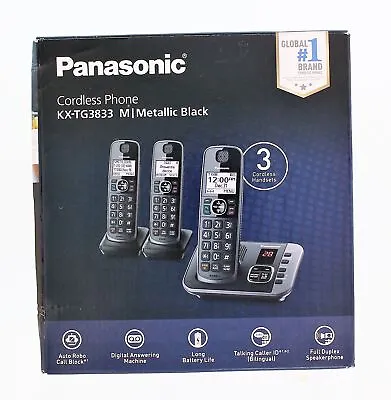 Panasonic Cordless Phone KX-TG3833 (Metallic Black) • $89.99