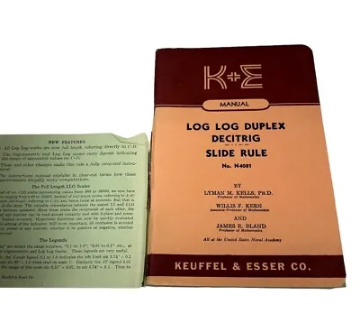 K&E 4081 Slide Rule Manual Log Log Duplex Decitrig Keuffel & Esser 1940s • $12.95