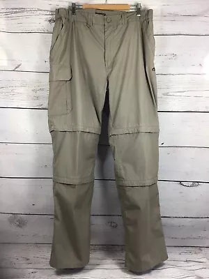 Craghoppers Walking Trousers Men's Size 36 L Zip Off Legs Beige Solardry • £18