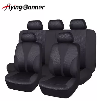 $49.99 • Buy Car Seat Covers Full Set Universal Rear Split 40/60 50/50 60/40 Fit Airbag Black
