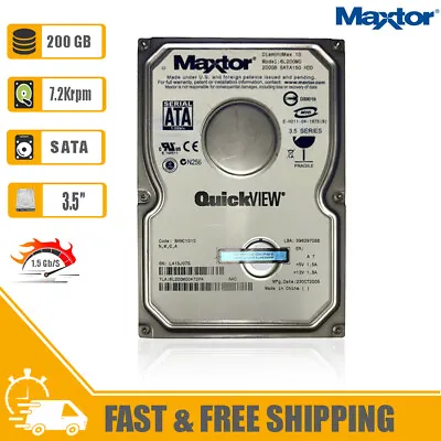 Maxtor (SATA) DiamondMax 6L200M0 3.5  Internal HD 200GB 7200rpm HDD For PC • $21.15