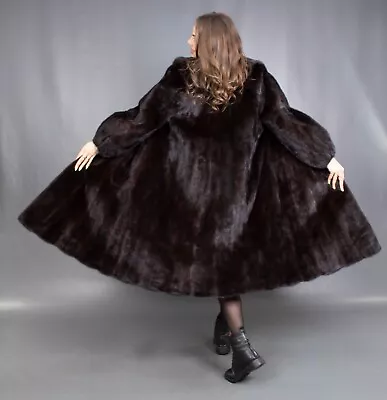 12051 Superior Blackglama Mink Coat Fur Swinger Very Long Beautiful Look Size L • $1