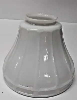 Vintage  Milk Glass Lamp Shade White Ribbed  2 1/4” Fitter 7   Dia 4 5/8 Tall • $15.99