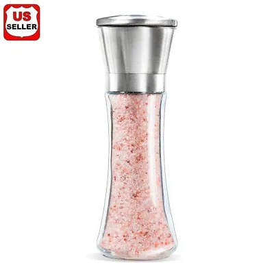 Premium Stainless Steel Salt And Pepper Grinder Shaker Mill Vintage Glass Bottle • $14.98