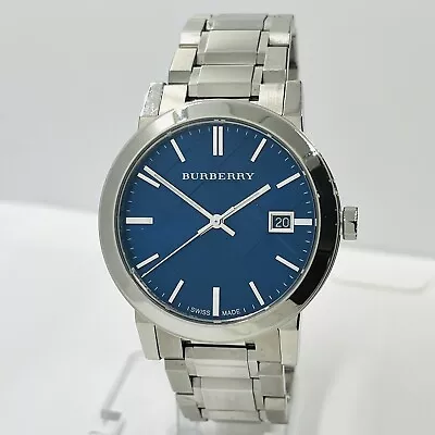 Burberry The City Men's Sapphire Blue Dial Steel Silver Swiss Made Watch BU9031 • $195