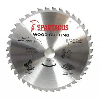 £17.99 • Buy Spartacus Wood Cutting Saw Blade 250 Mm X 40 Teeth X 30mm Dewalt DW742 DW717XPS