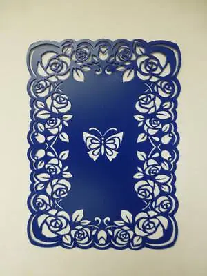 Blue Rectangular Floral Roses+butterfly-lace-embossing/cut Stencil-template • £2.25