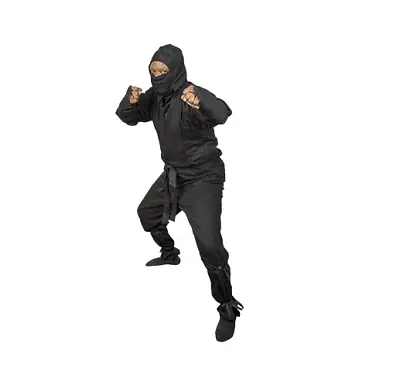 Black Ninja Authentic 100% Cotton Uniform Shinobi Mask Hood Martial Arts Gear • $56.99