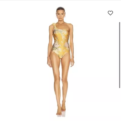 Zimmermann Amelie Bow Swimsuit Swimwear One Piece Yellow And Floral   Size 0  • $120