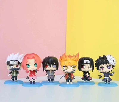 $13.42 • Buy 6pcs/set Naruto Kakashi Uchiha Obito Uzumaki Naruto Uchiha Sasuke Mini Figure