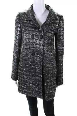J Crew Womens Metallic Houndstooth Jacquard Peacoat Jacket Gray Silver Size 2 • $42.69