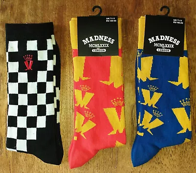 MADNESS - 3x PAIRS OF OFFICIAL SOCKS Suggs Ska 2 Tone Stiff Cd Lp Pop (a4) KIX79 • £18.99