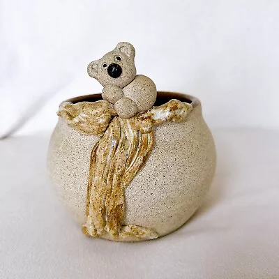Koala Planter Bowl Studio Pottery Handmade Textural Signed Maza Cute Whimsical • $24.99