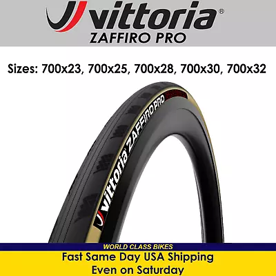 Vittoria Zaffiro Pro 700x25 28 30 32c Tan Sidewall Graphene G2.0 Bicycle Tire • $44.99