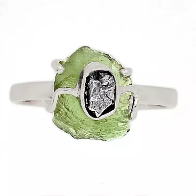 Natural Genuine Czech Moldavite 925 Sterling Silver Ring Jewelry S.11 CR16699 • $39.99