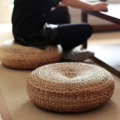 Thicken Meditation Cushion Tatami Rattan Round Yoga Cushion Natural Straw Woven  • $72.35