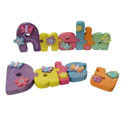 Freestanding Personalised Wooden Decorated Name Jigsaw/Puzzle (Girl Names) • £3.50