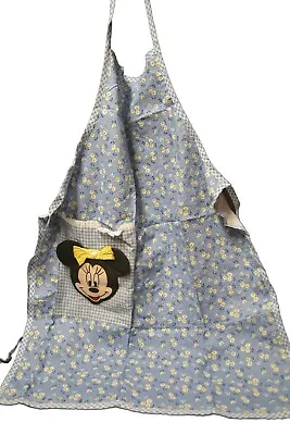 NIP Disney Adult Mickey Unlimited Blue Check Daisey Minnie Mouse Kitchen Apron  • $19.36