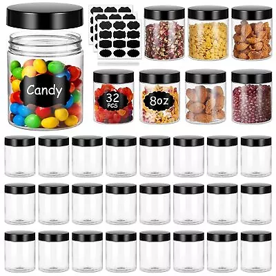 8 Oz Plastic Jars With Lids(crazystorey)32 Pack Clear Plastic Slime Containers • $27.72
