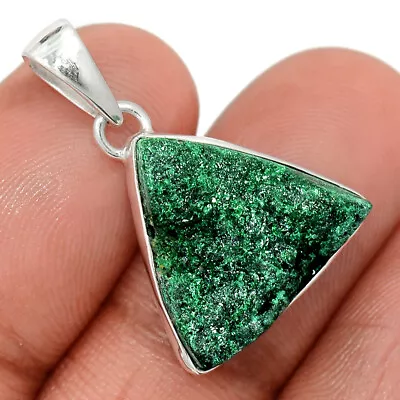 Natural Malachite Druzy 925 Sterling Silver Pendant Jewelry CP39628 • $12.99