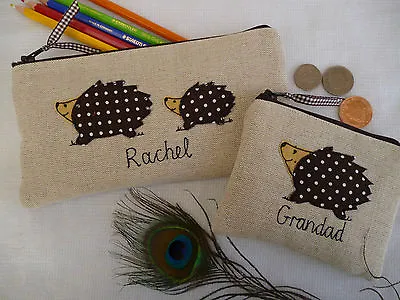 £14.49 • Buy Personalised Hedgehog Coin Purse/Wallet Or Pencil Case Linen Wording Choice Gift