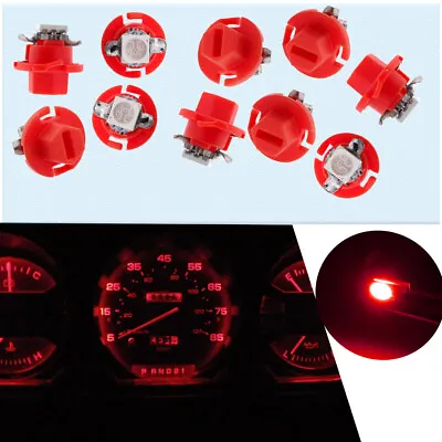 10Pcs T5 B8.4D 5050 1 SMD LED Red Dashboard Dash Gauge Instrument Light Bulbs • $7.85
