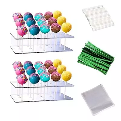 2PCS Cake Pop Display Stand With 300 PCS Cake Pop Sticks And Wrappers Kit 15... • £18.09