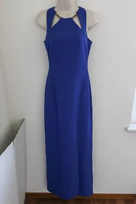 Nicole Miller Collection Blue Cutout Neck Long Sheath Gown Dress Size 2 • $33.99