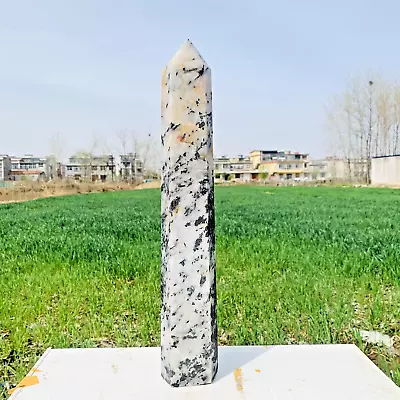 4.91LB Natural Black Tourmaline Obelisk Quartz Crystal Wand Point Reiki Decor • $27