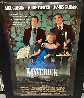 Original 1994 MAVERICK Rolled Movie Poster 27 X 40 Double Sided ~ MEL GIBSON • $15