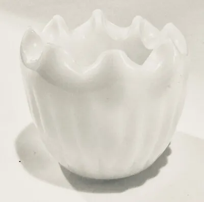 Vintage 50s Fenton White Milk Glass Vase Epergne Scallop Mid-Century Handmade • $35.20