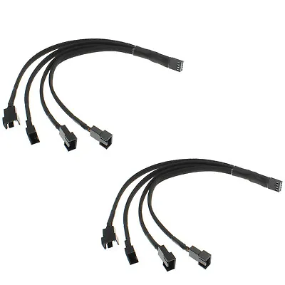 4PIN PWM Fan Power Extension Cable Splitter Adapter Cable Sleeved Braided 2 Pack • £4.29