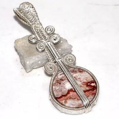 $3.99 • Buy Mexican Laguna Lace Wire-Wrapped Guitar Pendant 3.4  Wedding Jewelry Gift GW