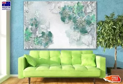 3D Crystal Green Flowers Design Canvas Collection Home Decor Wall Print Art • $190.29