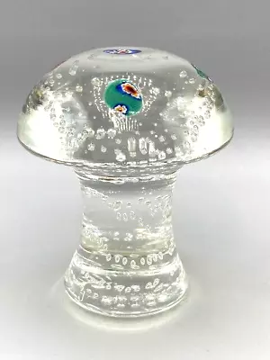 VTG Italian Millefiori Bullicante Clear Art Glass Mushroom Paperweight 4 H • $30