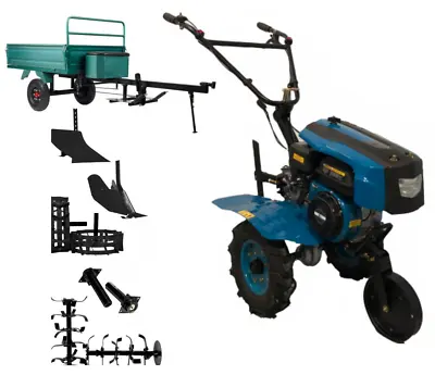 7.5 HP Petrol Cultivator Machine Gas Rotavator Garden Soil Tiller With Trailer • £1423