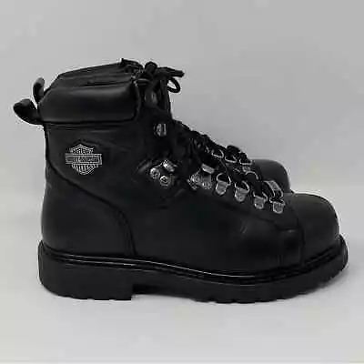 $129 • Buy Harley Davidson Boots Dipstick 6 Steel Toe Womens 9 Black Leather Lace Up