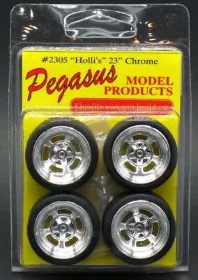 Pegasus 2305 23  HOLLI'S Chrome Wheels + Low Profile Tires Model Car 1/24 25 • $16.02