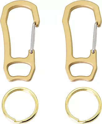 2PCS Solid Brass Heavy Duty Carabiner Keychain EDC Quick Release Hooks With Bra • $18.74