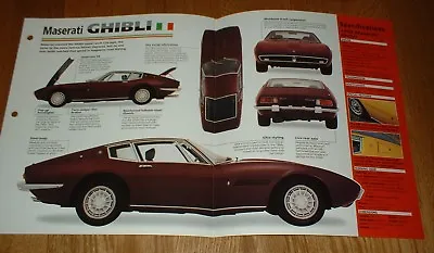 ★★1968 Maserati Ghibli Spec Sheet Brochure Info Photo 66 67 68 69 70 71 72-73★★ • $11.69