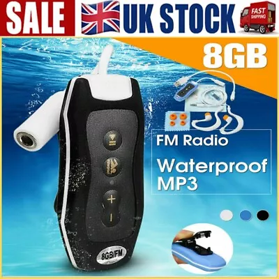 IPX8 Waterproof Underwater Music Sports MP3 Player For Swimming With Headset UK • £24.25