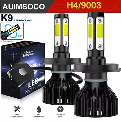 Pair H4 9003 HB2 LED Headlight Bulbs Kit High Low Beam Super Bright 6000K White • $33.32