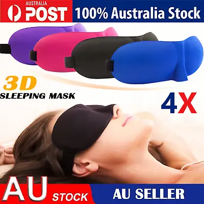 $1 • Buy 4x Travel Sleep Eye Mask Soft Memory Foam Padded Shade Cover Sleeping Blindfold