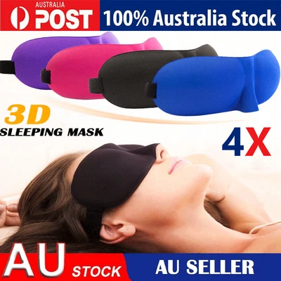 $1 • Buy 4x Travel Sleep Eye Mask Soft Memory Foam Padded Shade Cover Sleeping Blindfold
