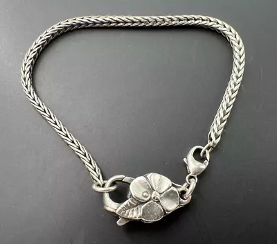 Trollbeads Laa Sterling Silver 925 Foxtail Bracelet Floral Flower Lock • $75